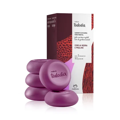 Jabones en barra Puro Vegetal Natura Tododia Cereza Negra y Akmendras 5 x 90g