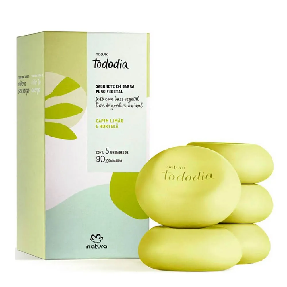 Jabones en barra Puro Vegetal Natura Tododia Hierba Limón y Menta  5 x 90g
