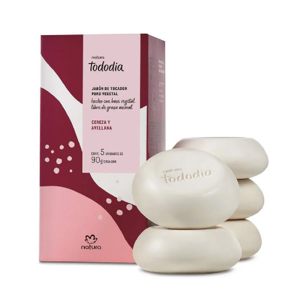 Jabones en barra Puro Vegetal Natura Tododia Cereza y Avellana 5 x 90g