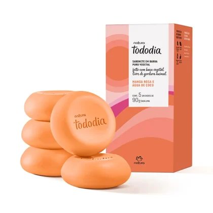 Jabones en barra Puro Vegetal Natura Tododia Mango rosa y agua de coco 5 x 90g