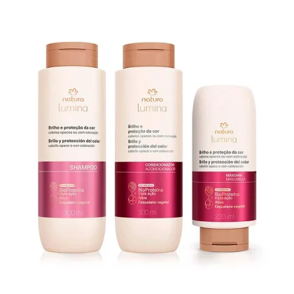 Kit Brillo y Protección del Color Lumina Natura | Shampoo + Acondicionador + Máscara Capilar