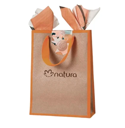 Bolsa Natura pequeña para regalo con papel seda y etiqueta
